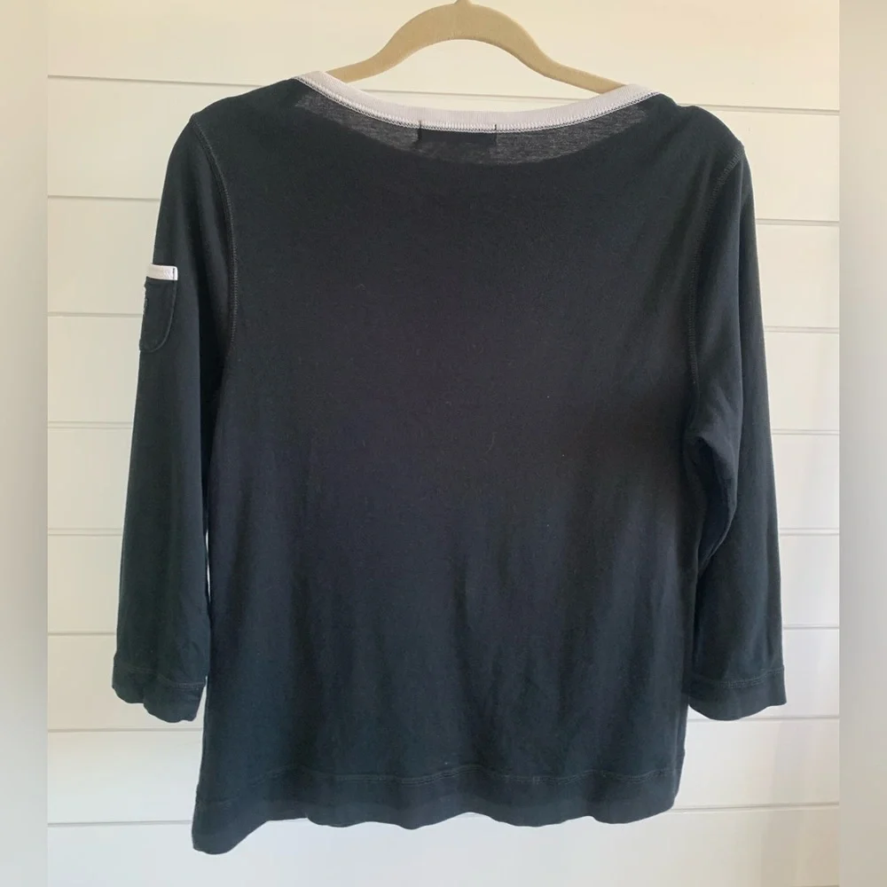 Lauren Ralph Lauren T-Shirt Women's Size L Black 3/4‎ Sleeve Pullover T-Shirt - Picture 2 of 6